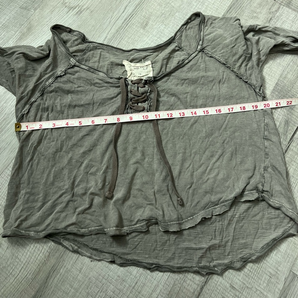 FREE PEOPLE We The Free Washed Grey Lace-Up Women’s Top small - Picture 4 of 10